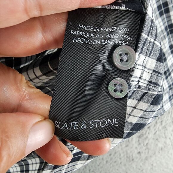 Slate & Stone Shirt Mens Medium Black Plaid Long Sleeve Button Up *NWT* - Picture 5 of 11